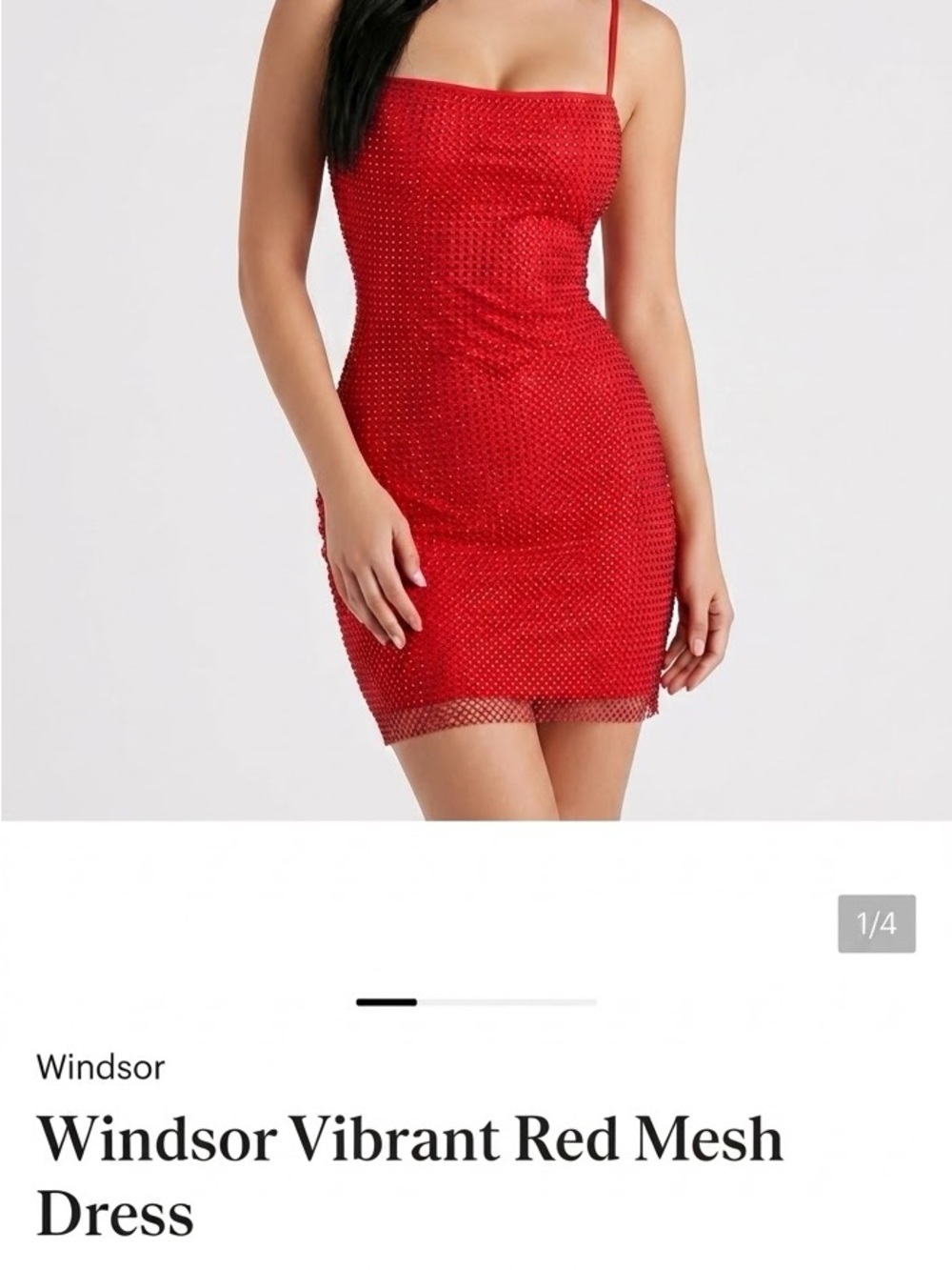 Windsor Red Spaghetti-Strap Mesh Mini Dress